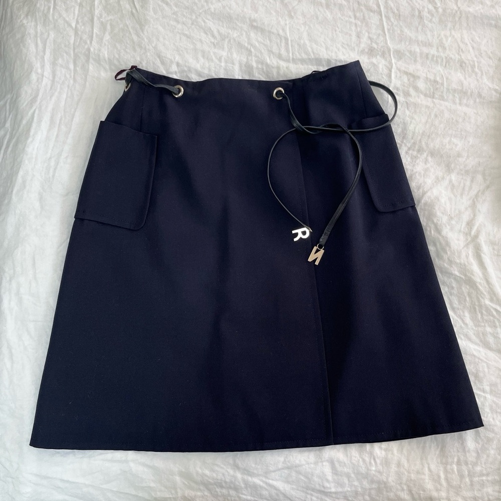 Nina Ricci vintage knee-length navy wool wrap skirt